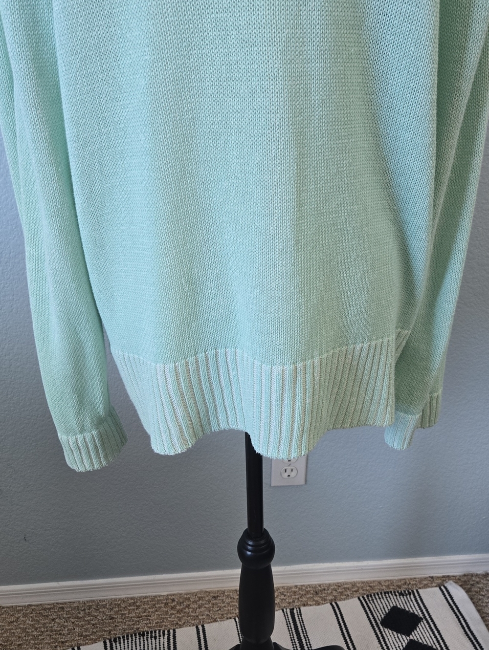 SAKS FIFTH AVENUE Mint Crewneck Linen Blend Sweater Sz Large - Picture 8 of 11